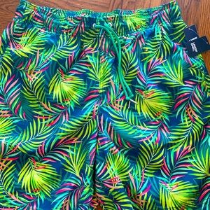 NWT Lands End Men Med Swim Trunk Volley Shorts Green Palm